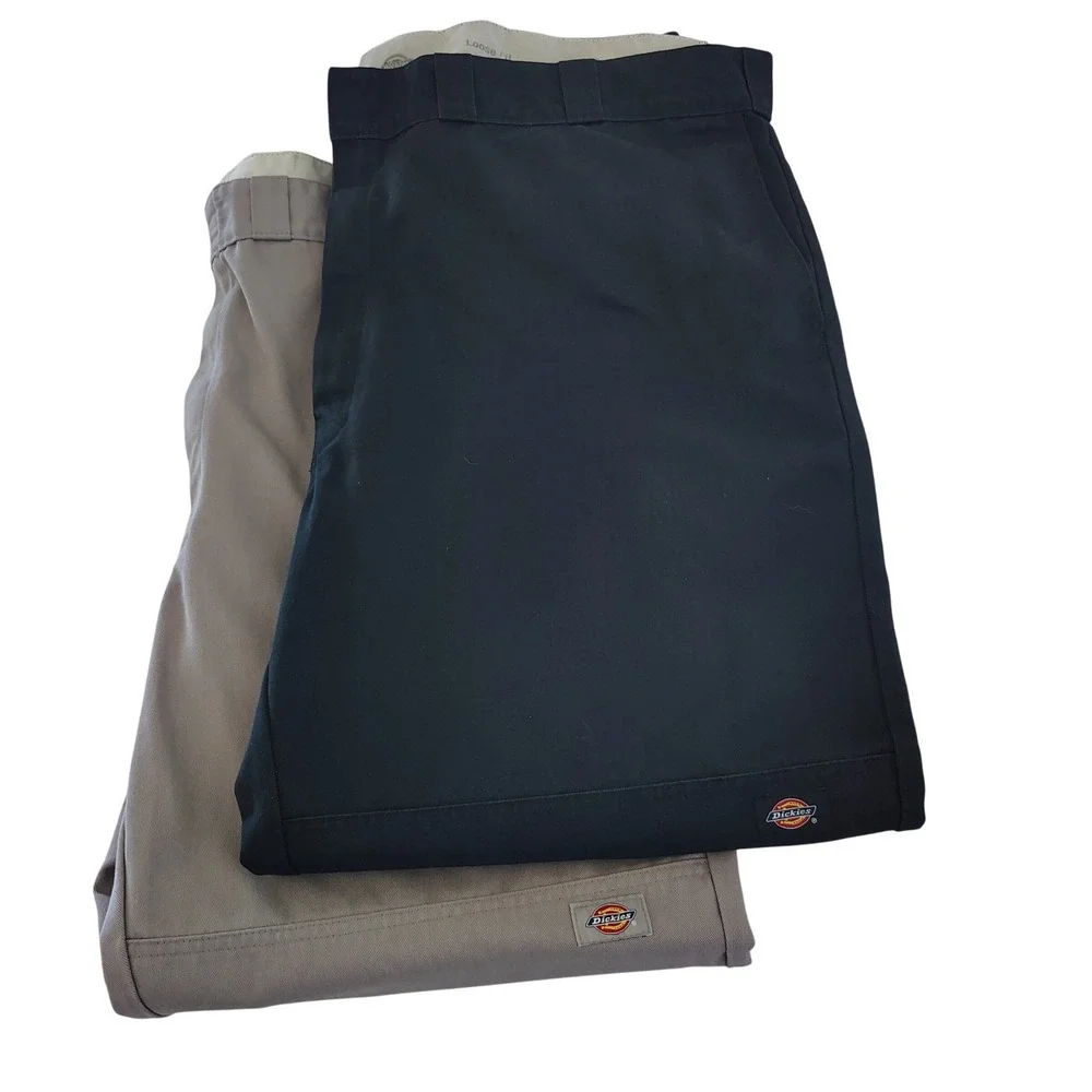 Dickies Loose Fit canvas twill Pants Gray & black 48x30 Double Knee Workwear lot